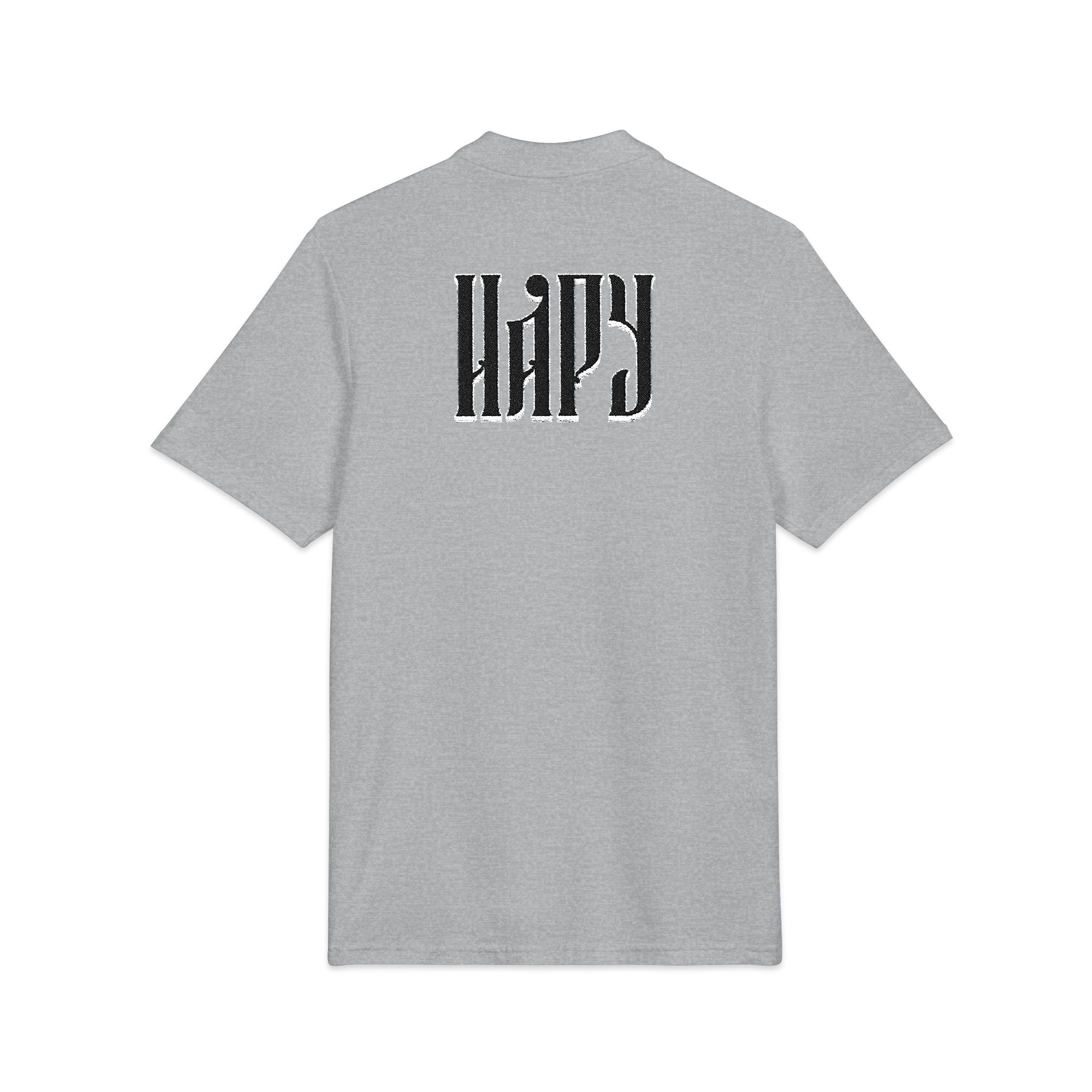 Embroidered 'Hazy' Graphic Polo Shirt — Classic Pique Polo with Back Logo