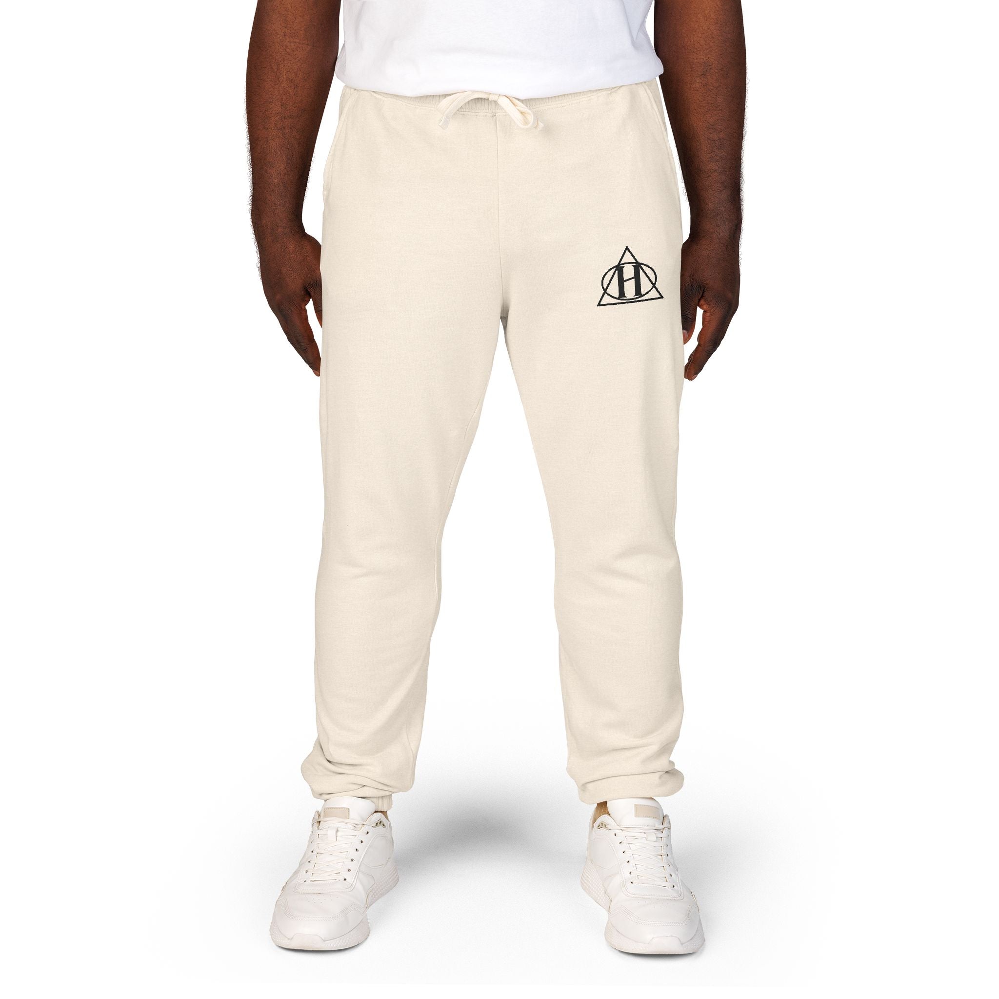 Cozy Olive Fleece Sweatpants with Minimal Mountain Logo
