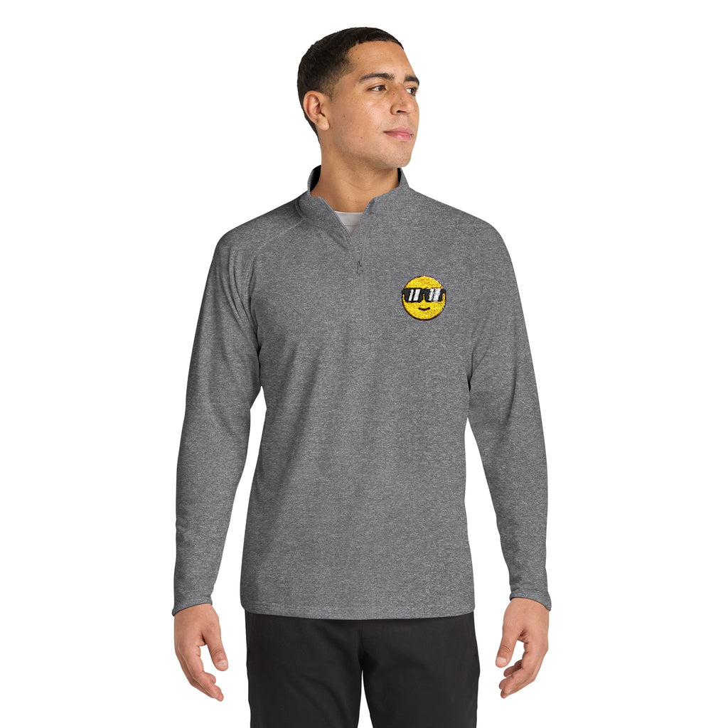 Embroidered ‘I Do’ Smiley Quarter-Zip Pullover