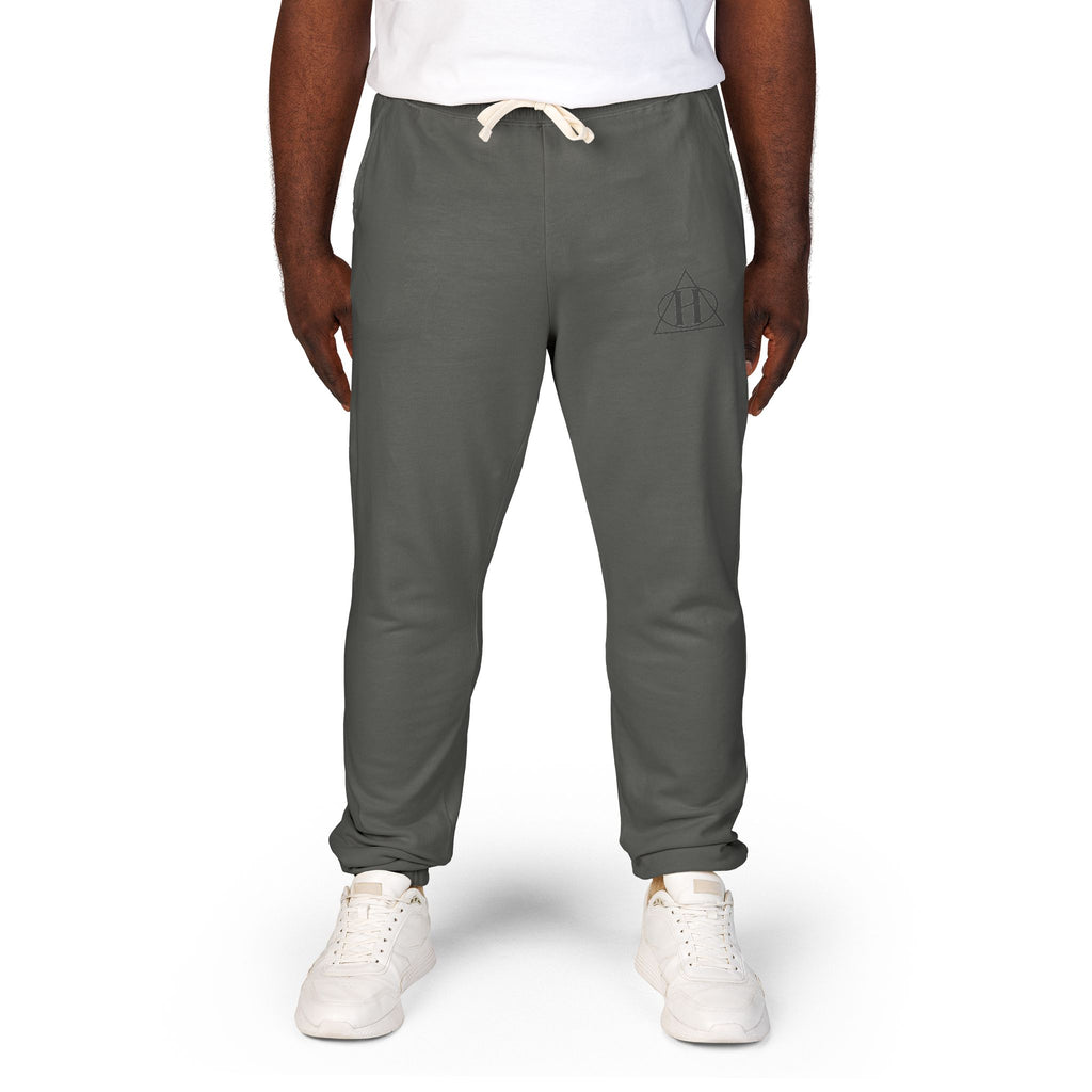 Cozy Olive Fleece Sweatpants with Minimal Mountain Logo