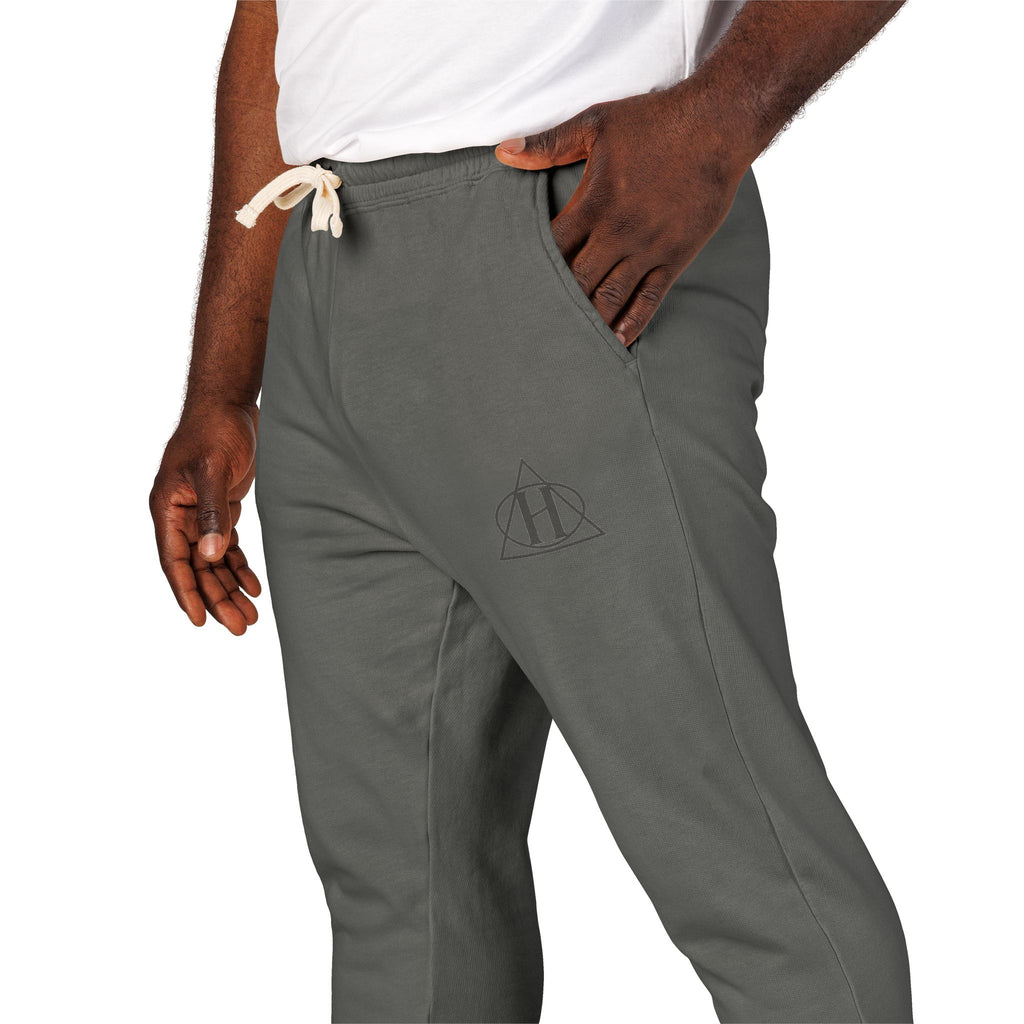 Cozy Olive Fleece Sweatpants with Minimal Mountain Logo