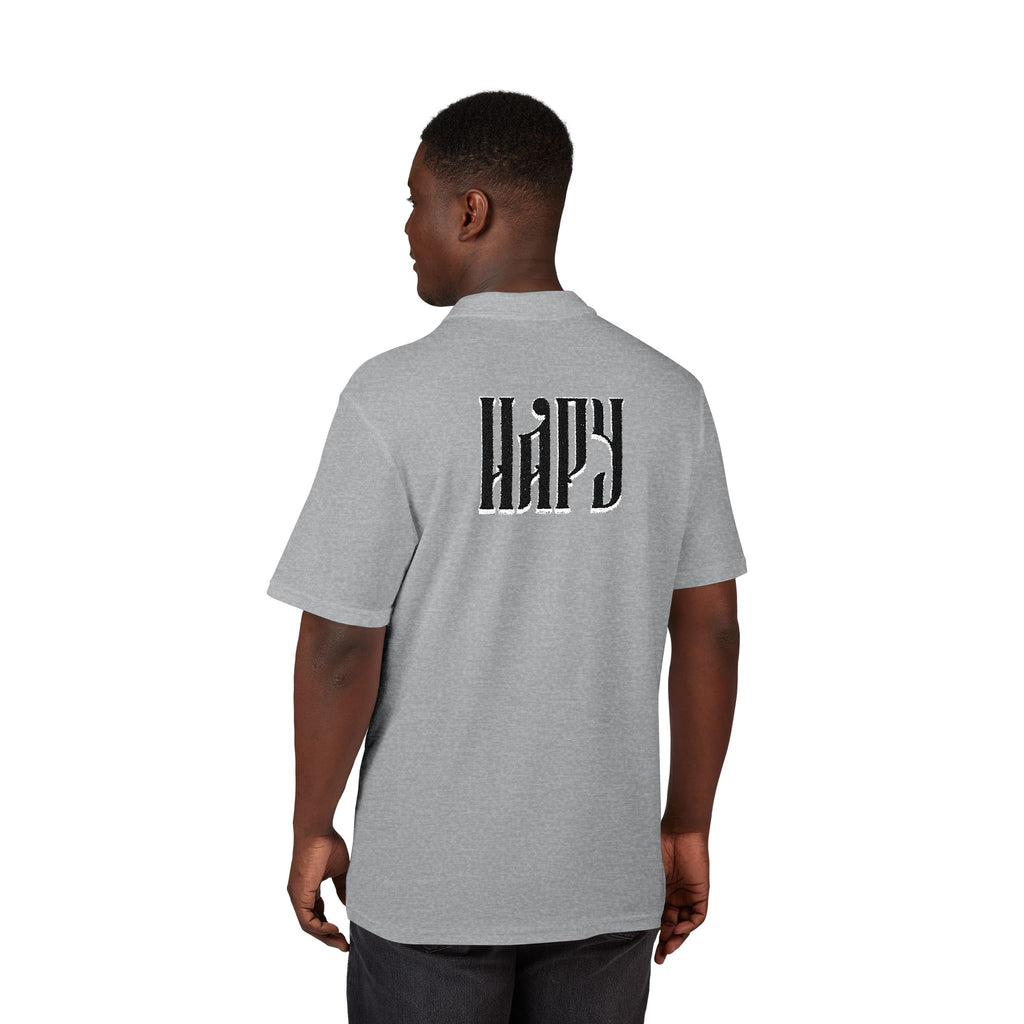 Embroidered 'Hazy' Graphic Polo Shirt — Classic Pique Polo with Back Logo