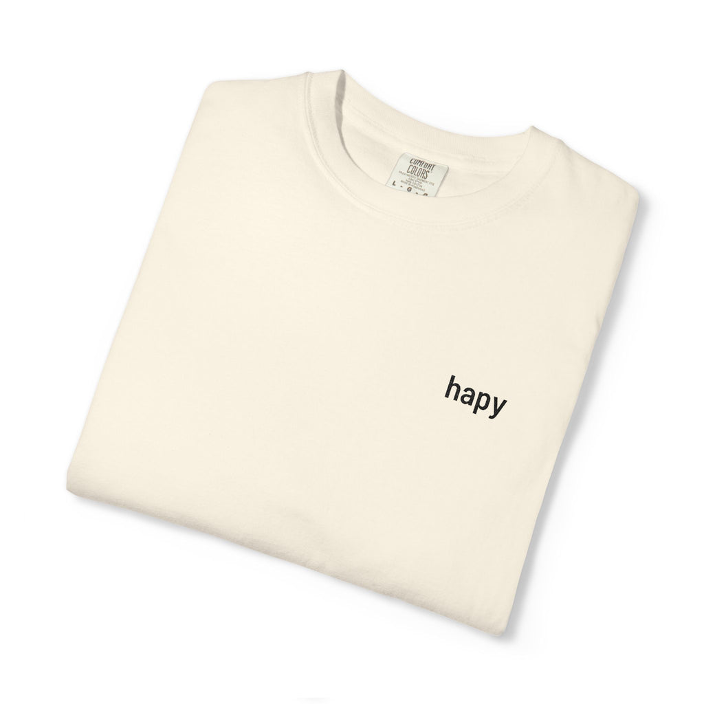 T-Shirt — Minimal "happy" Chest Script Tee