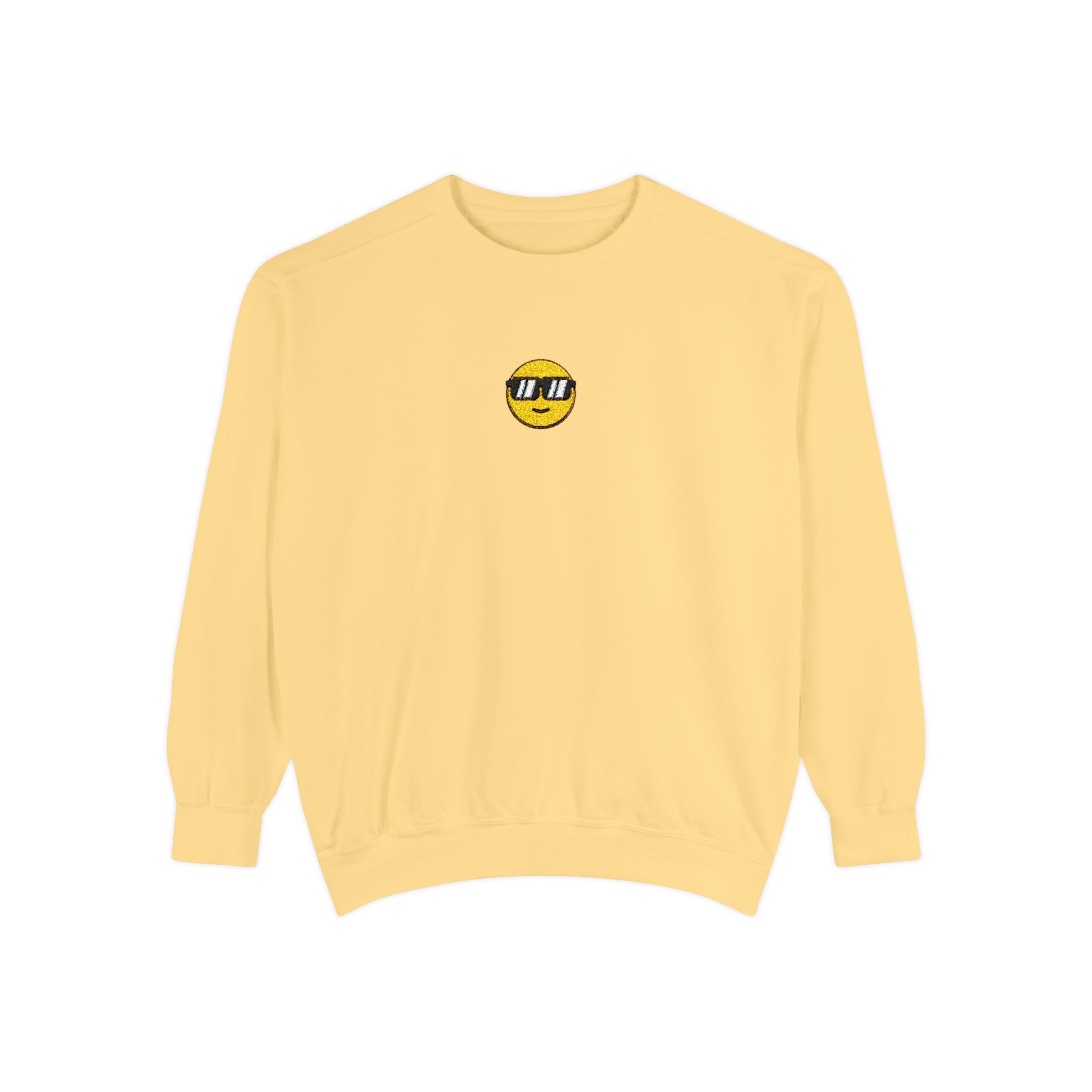 Smile Emoji Sweatshirt — Sunglasses Smiley Crewneck