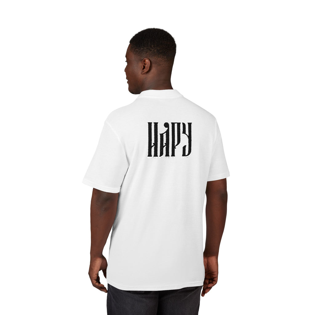Embroidered 'Hazy' Graphic Polo Shirt — Classic Pique Polo with Back Logo