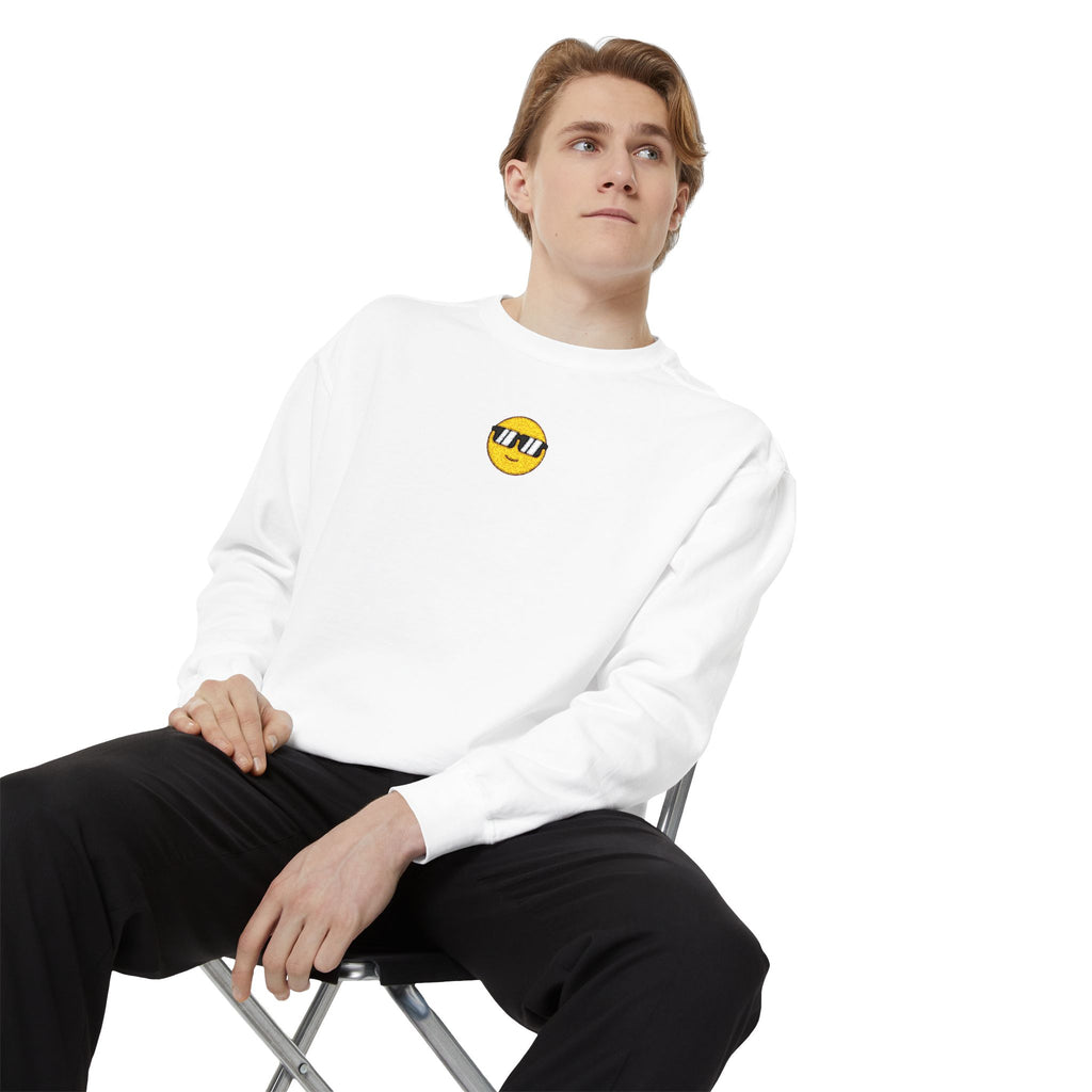 Smile Emoji Sweatshirt — Sunglasses Smiley Crewneck