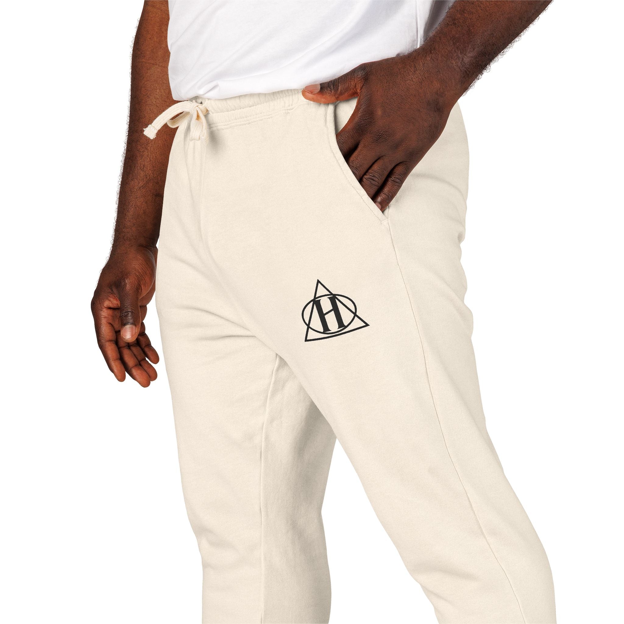 Cozy Olive Fleece Sweatpants with Minimal Mountain Logo