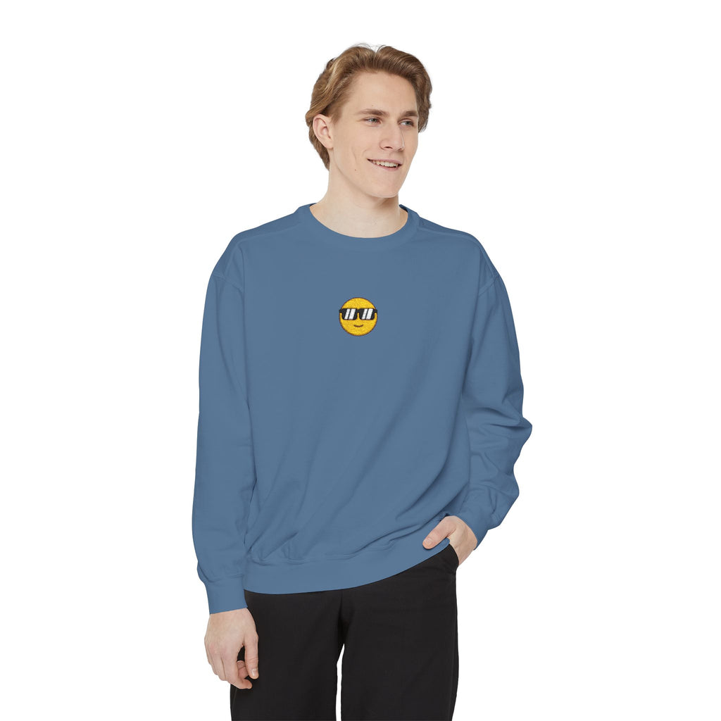 Smile Emoji Sweatshirt — Sunglasses Smiley Crewneck