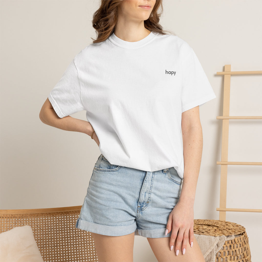 Minimal 'happy' Crewneck T-Shirt