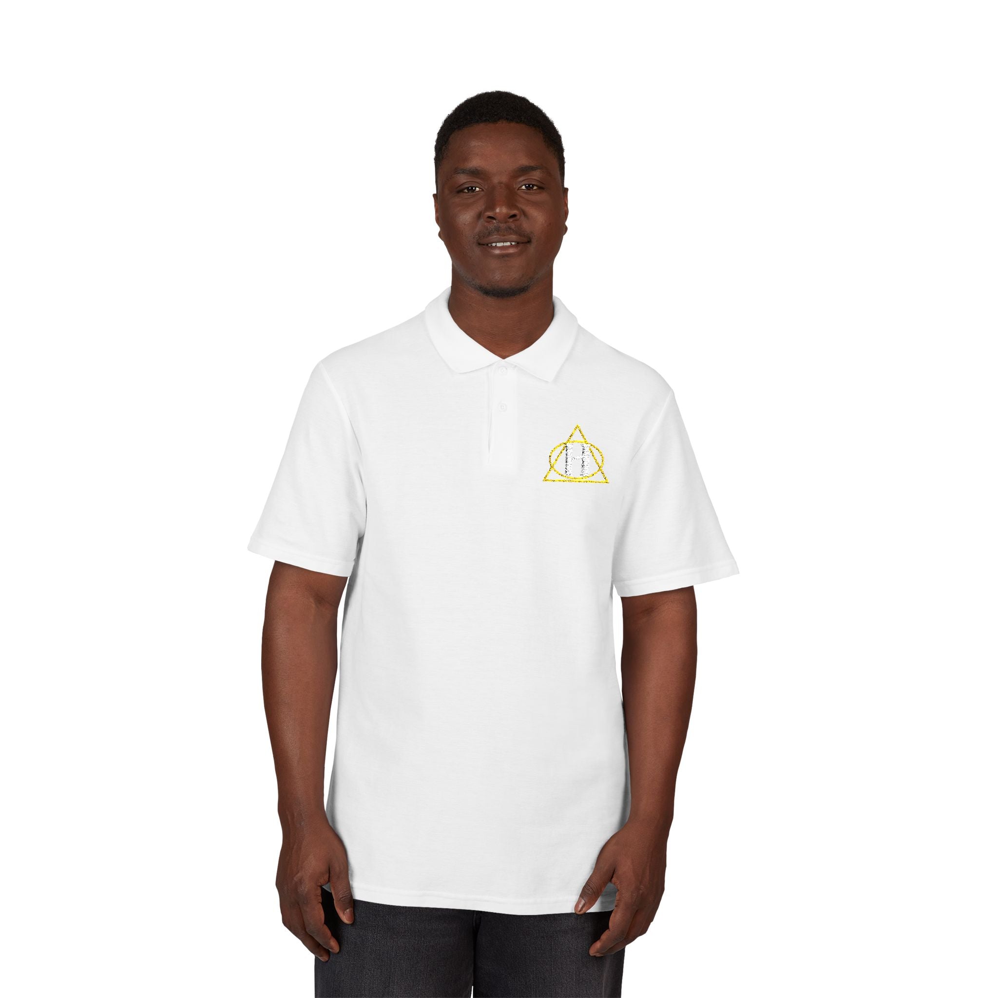 Embroidered 'Hazy' Graphic Polo Shirt — Classic Pique Polo with Back Logo