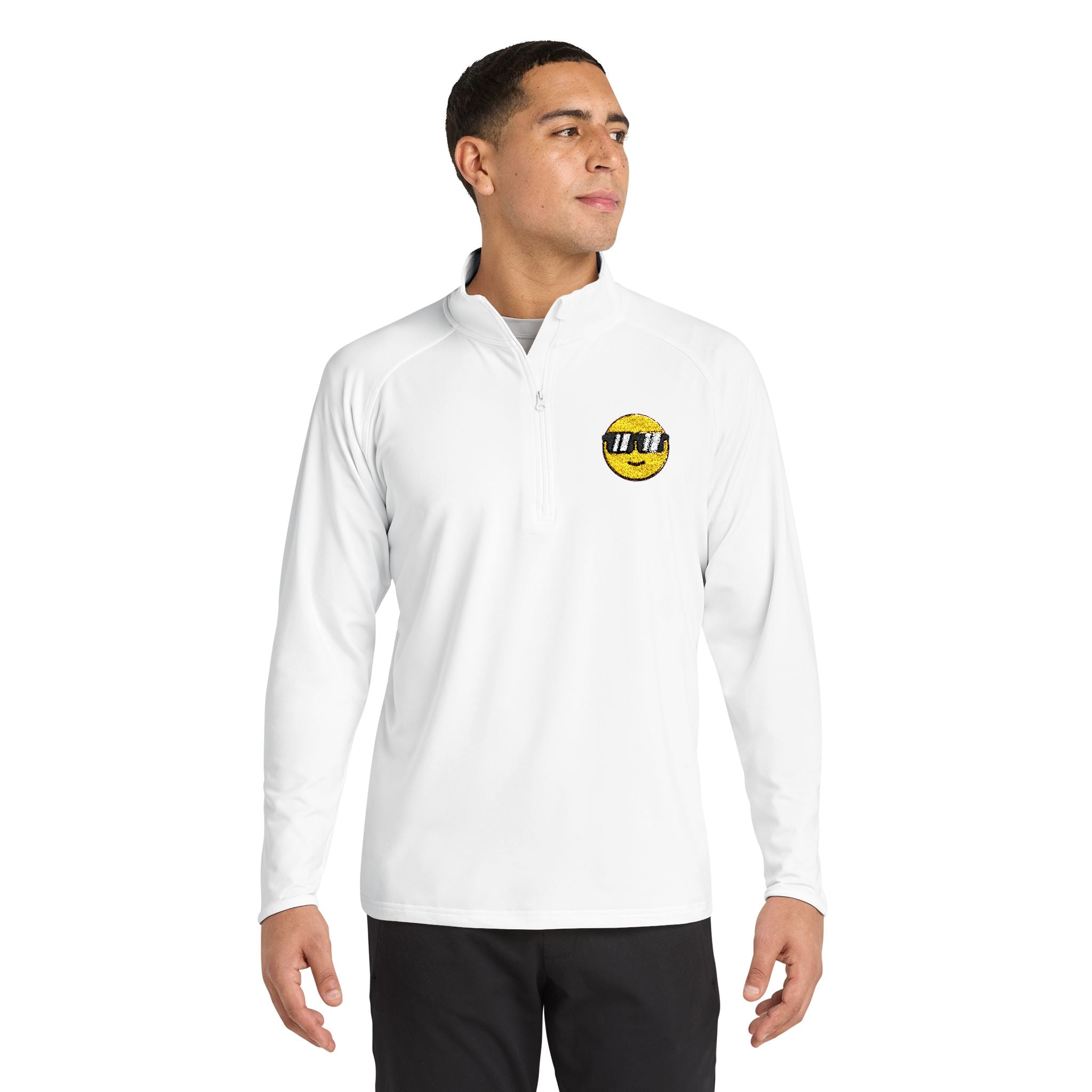 Embroidered ‘I Do’ Smiley Quarter-Zip Pullover