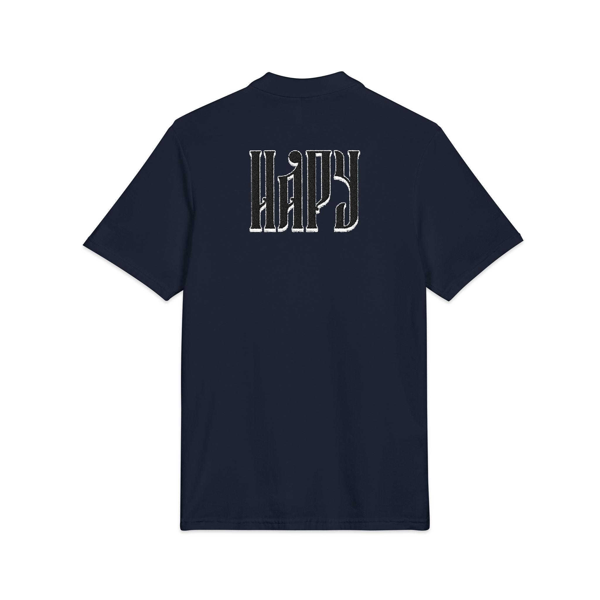 Embroidered 'Hazy' Graphic Polo Shirt — Classic Pique Polo with Back Logo