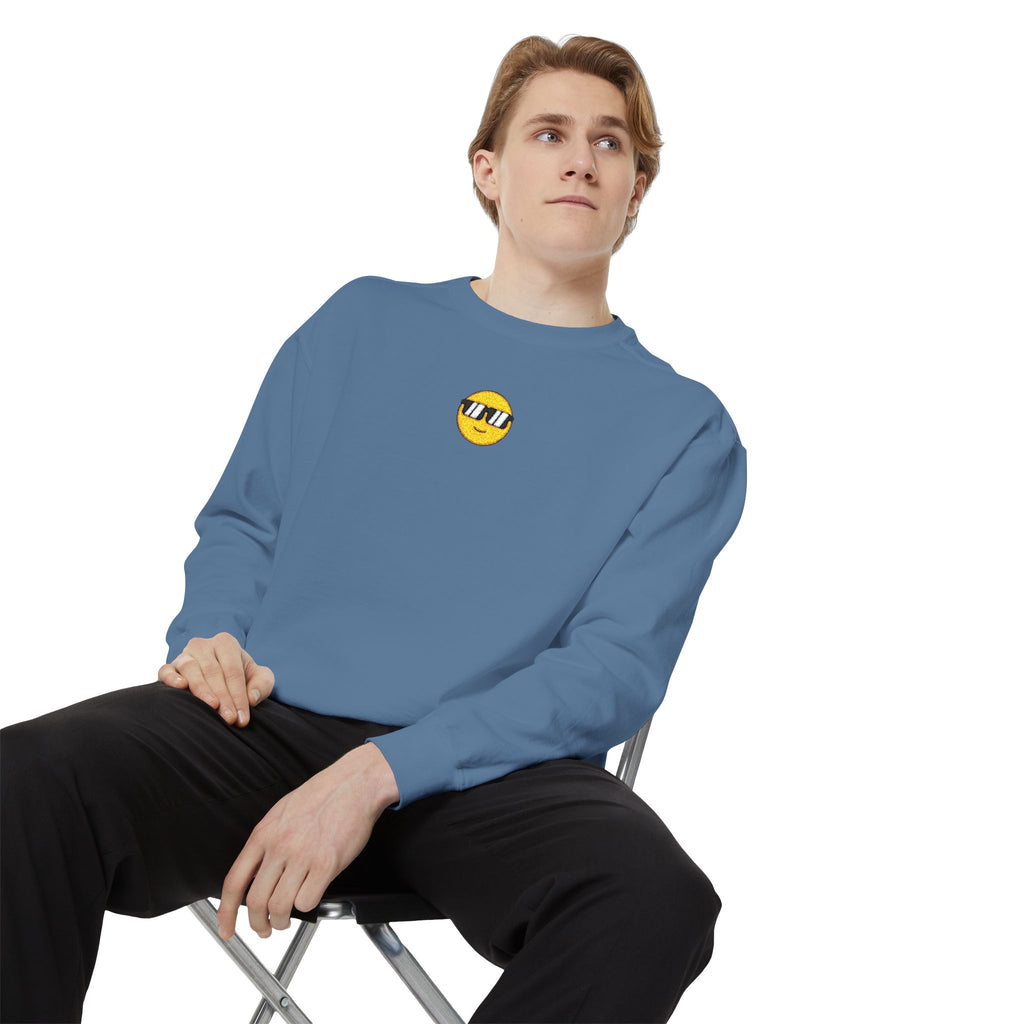 Smile Emoji Sweatshirt — Sunglasses Smiley Crewneck