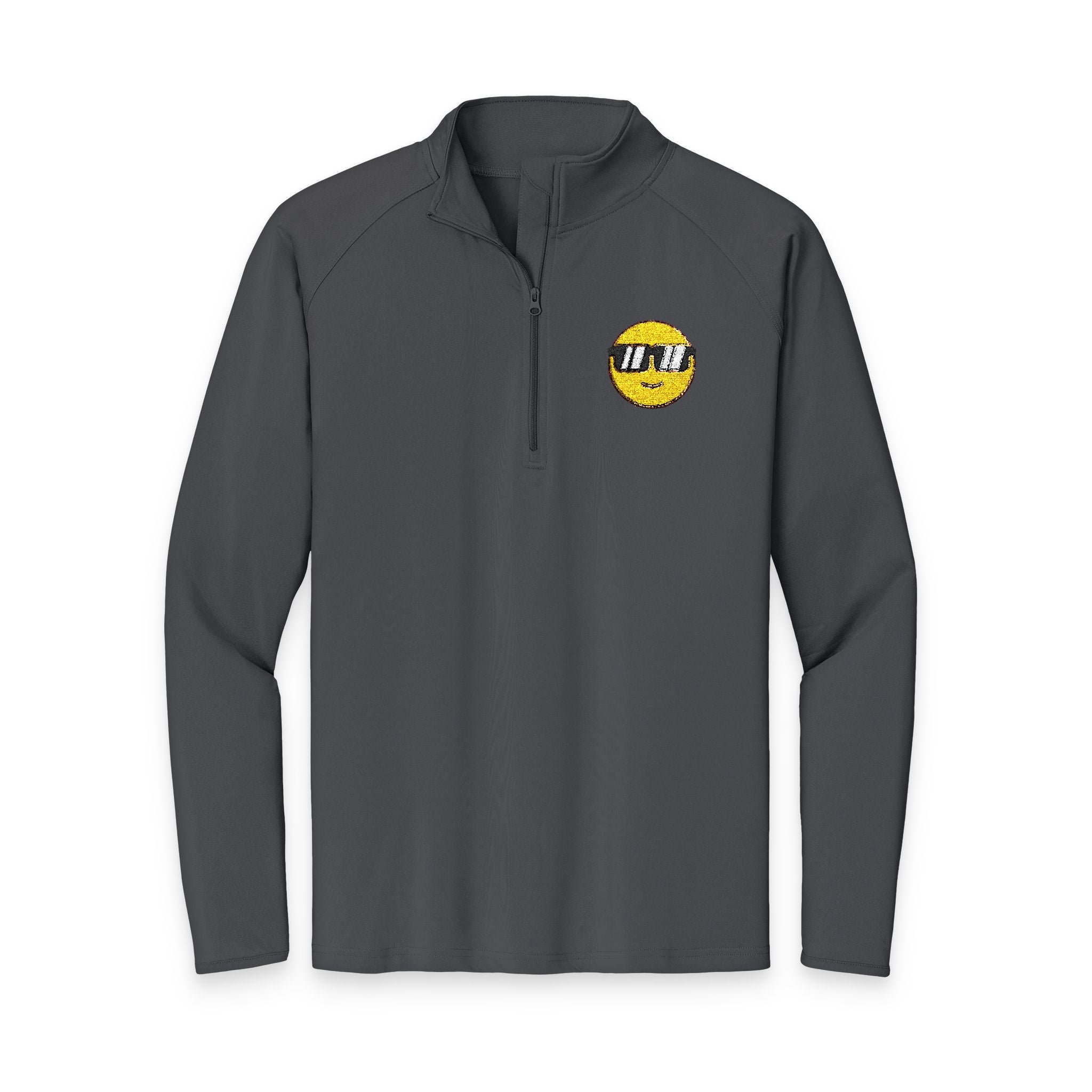 Embroidered ‘I Do’ Smiley Quarter-Zip Pullover