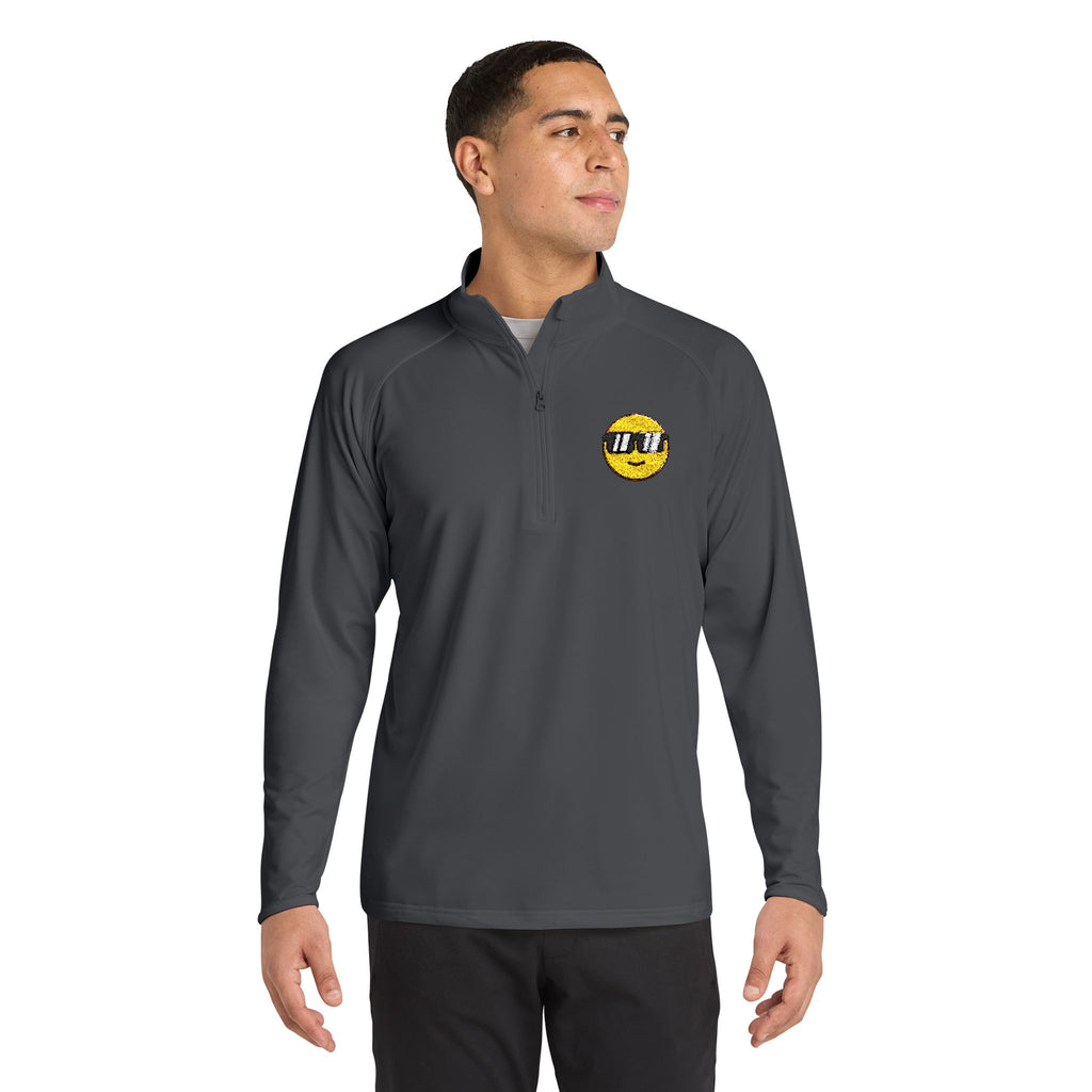 Embroidered ‘I Do’ Smiley Quarter-Zip Pullover