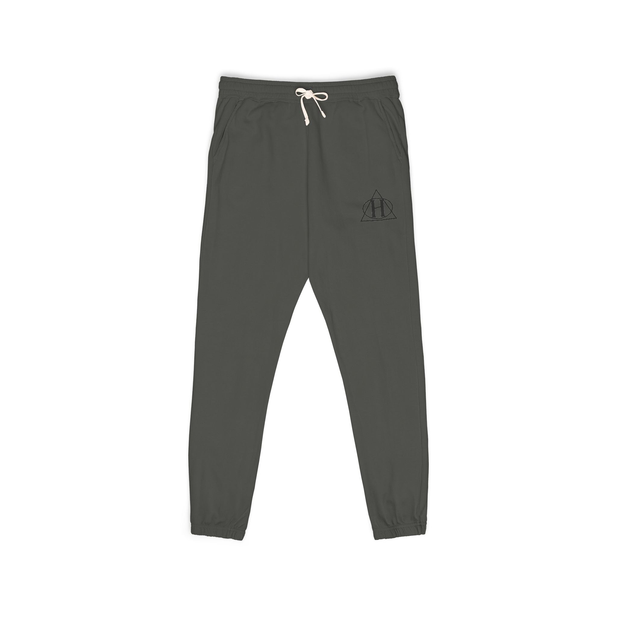Cozy Olive Fleece Sweatpants with Minimal Mountain Logo