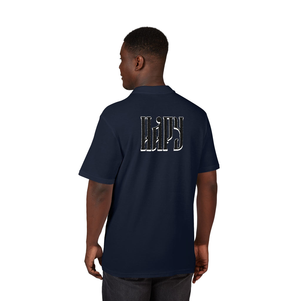 Embroidered 'Hazy' Graphic Polo Shirt — Classic Pique Polo with Back Logo
