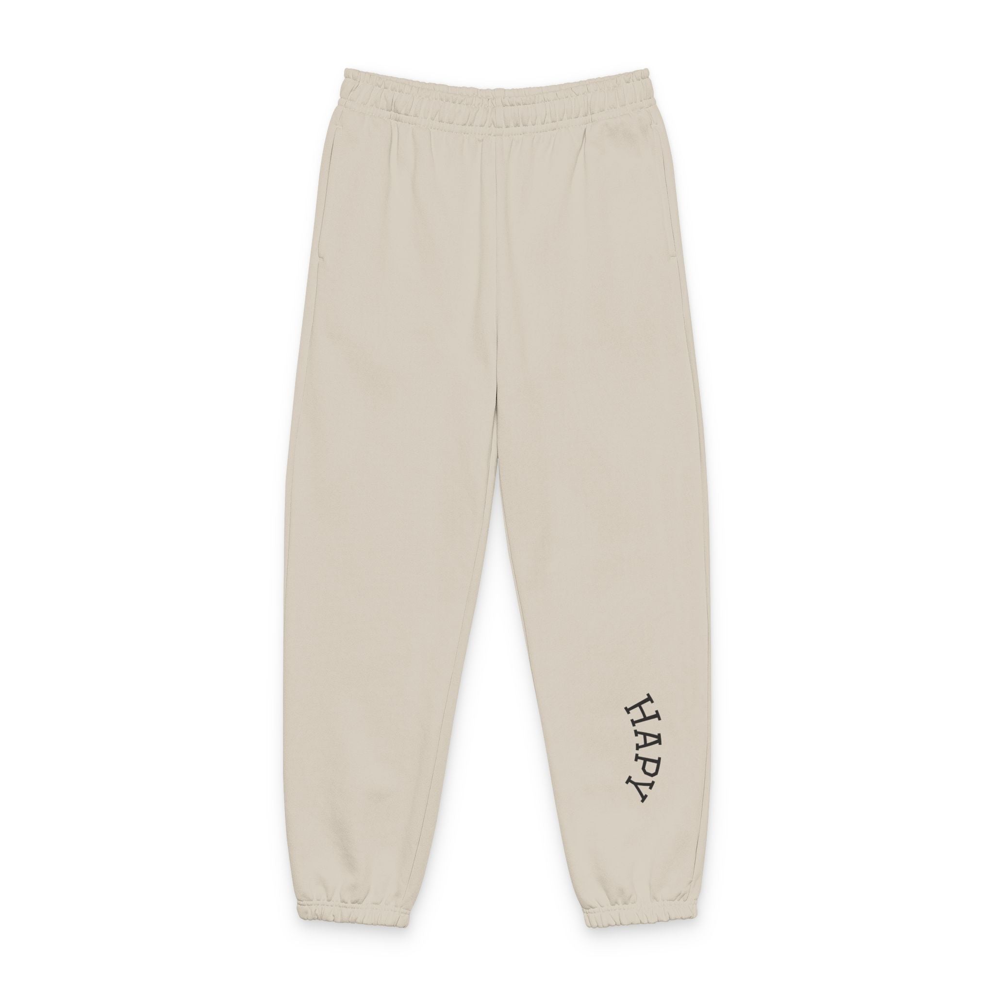 Sweatpants — 'HAPPY' Minimalist Joggers (Neutral Cozy Lounge Pants)