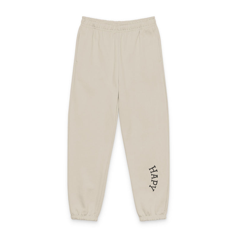 Sweatpants — 'HAPPY' Minimalist Joggers (Neutral Cozy Lounge Pants)